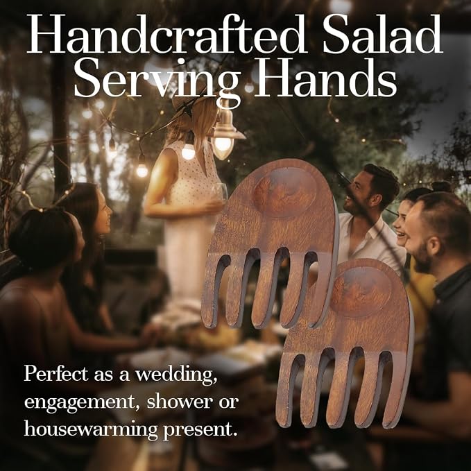 Woodard & Charles Wood Salad Hands Servers, Cherry Stain, 4 PACK | Pack of 4 - Image 5