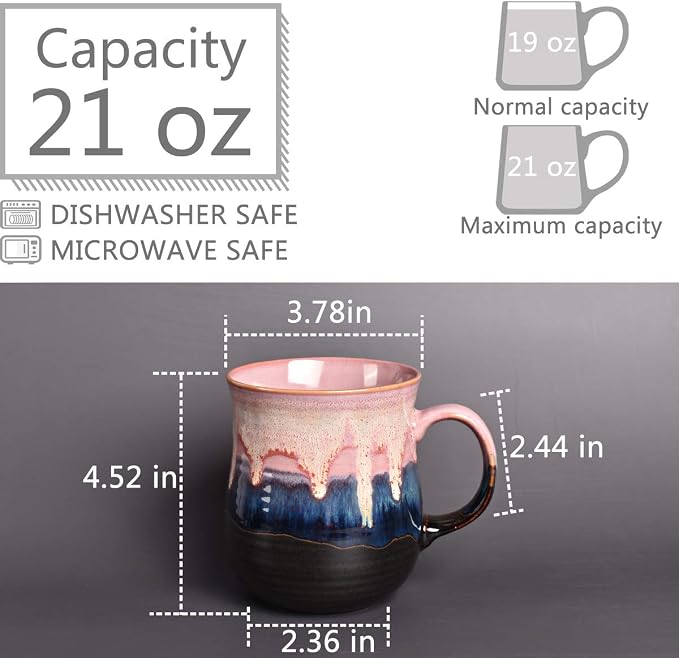 Bosmarlin Large Ceramic Coffee Mug, Big Tea Cup - Image 2