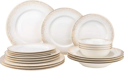 20-pc. Dinner Set Service for 4, 24K Gold-plated Luxury Bone China Tableware ("Infinity Gold")