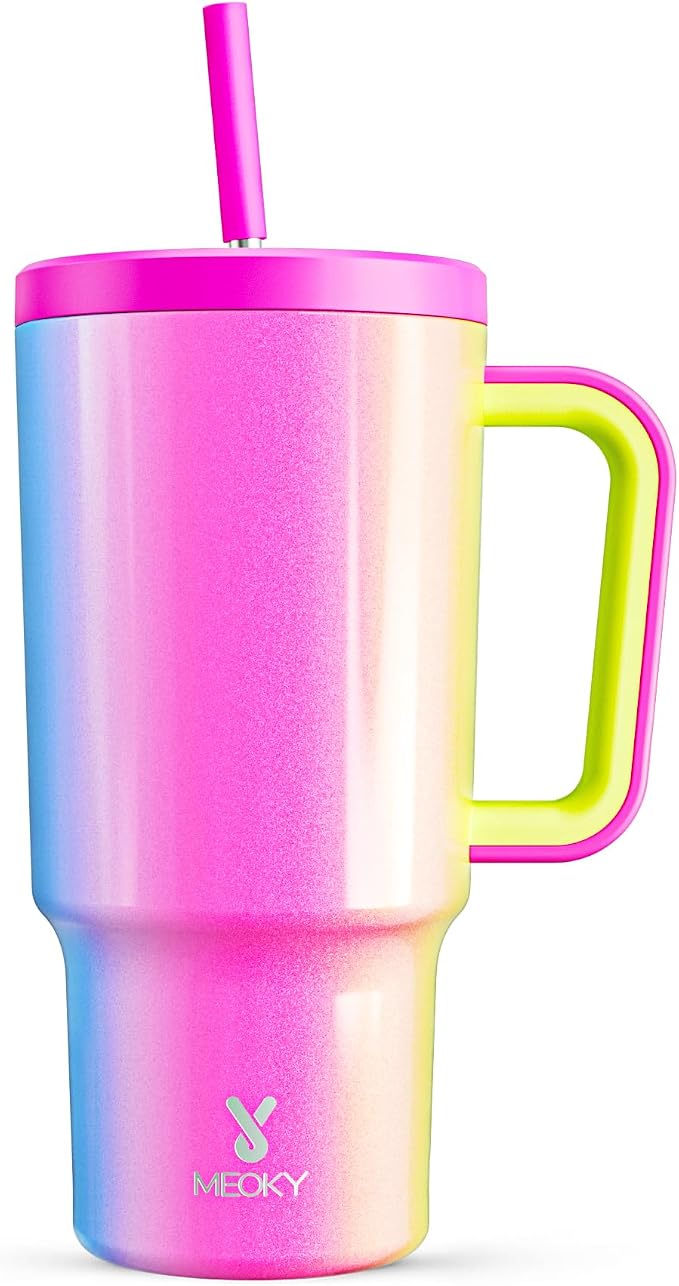 Meoky 30 oz Tumbler with Handle, Tumbler with Lid and Straw, Insulated by MEOKY