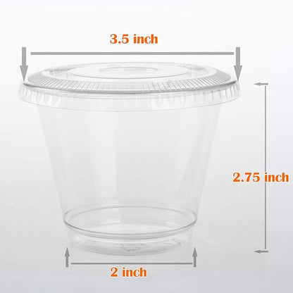 Golden Apple, 9oz-50sets Clear Plastic Cups with Clear Flat no Hole lids…