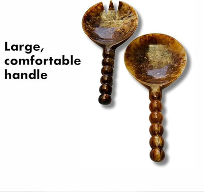 SS CRAFTS INDIA Premium 9" Brown Marbled Resin Salad Servers | Set of 2 Beaded - Image 7
