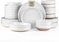 AmorArc Ceramic Dinnerware Sets with Pasta Bowls for 8, Handpainted Plates and Bowls Set with Rustic Terracotta Underside, Scratch Resistant Dishes Set, Dishwasher & Microwave Safe, 32 Pcs