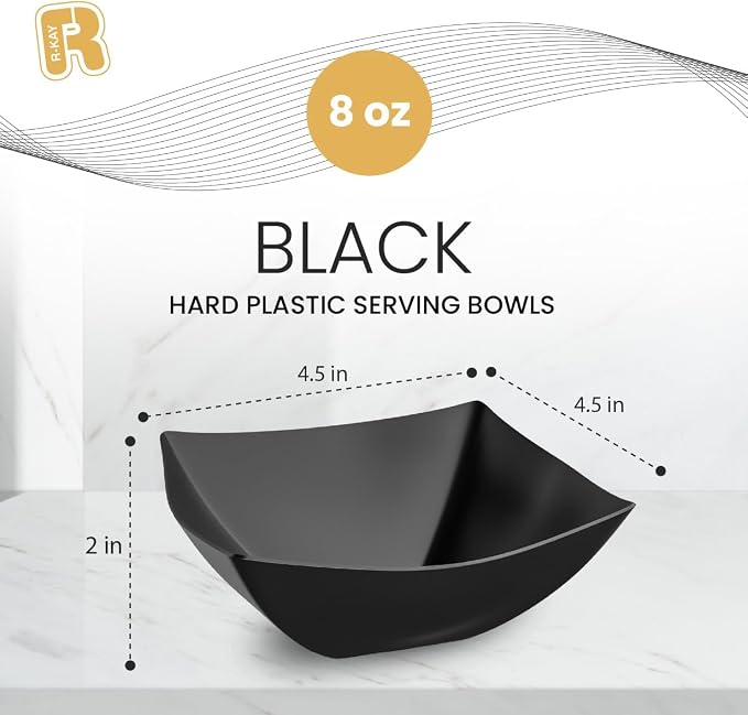 R-kay 6 Pack Square Plastic Serving Bowls - Image 3