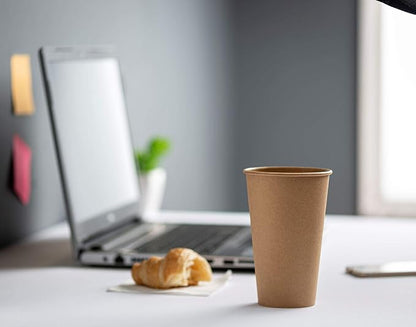 GUSTO [16 oz. - 200 Count Kraft Disposable Paper Cups, Hot Coffee Cups Brown - Image 5