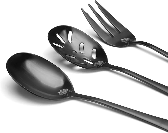 Matte Black Serving Set, sharecook 5-Piece 18/0 Stainless Steel Large Hostess - Image 3