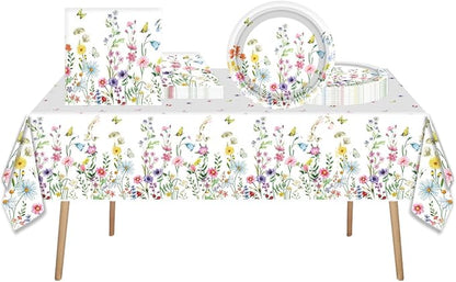 Wildflower Plates and Napkins Party Supplies, Floral Tablecloth | 24 Serves - Image 4