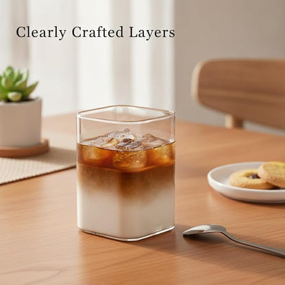 Drinking Cup Square Borosilicate Glass Tumbler Handleless Design - Image 2