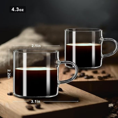 PARACITY Espresso Shot Glass Set of 2, 4.3 fl oz Clear Cups - Image 4