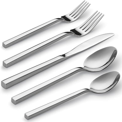 Alata Cube 40-Piece Forged Stainless Steel Flatware Set Cutlery Set, Mirror by Alata
