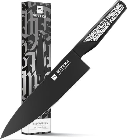 WIZEKA Chef Knife: 8 Inch: Extreme Sharp Kitchen Knife: Full Tang High Carbon Stainless Steel: Chef's knife with Ergonomic Handle with Unique Patterns,Gothic Series