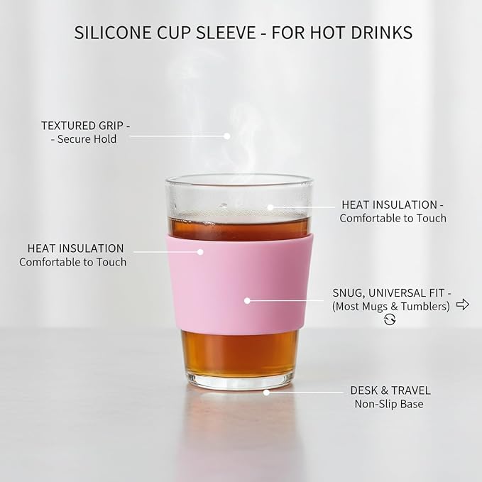 Silicone Cup Sleeve for Beverages, Textured Non-Slip Grip for Handle-less Mugs - Image 5