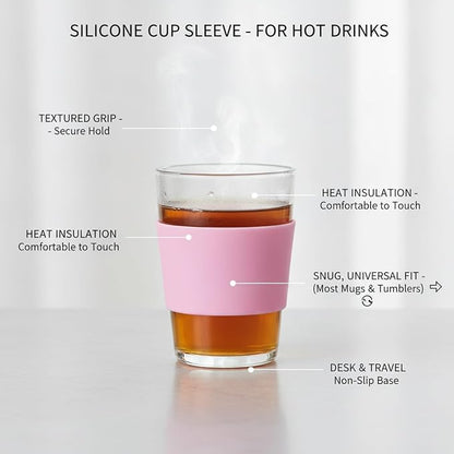 Silicone Cup Sleeve for Beverages, Textured Non-Slip Grip for Handle-less Mugs - Image 5