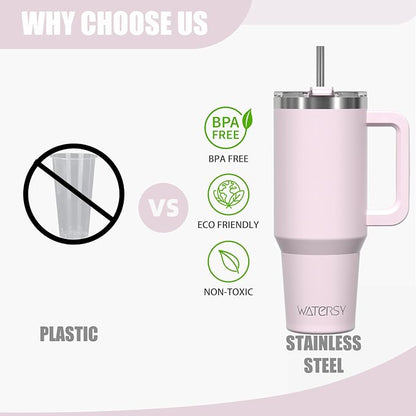 40 oz Tumbler with Handle, Tumbler with Lid and Straw, Double Wall Insulated - Image 9