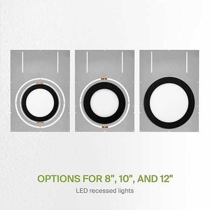 ASD 18 Inch New Construction Mounting Plate with Asymmetric Round Hole - 8/10/12 Inch Flat Steel Rough in Wafer Light Bracket, Shallow LED Recessed Lighting Housing, 6 Pack