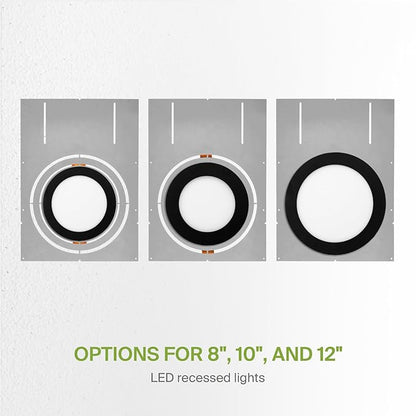 ASD 18 Inch New Construction Mounting Plate with Asymmetric Round Hole - 8/10/12 Inch Flat Steel Rough in Wafer Light Bracket, Shallow LED Recessed Lighting Housing, 24 Pack