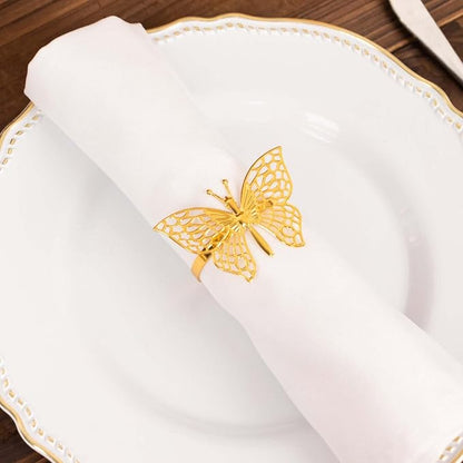 Efavormart 4 Pack | Metallic Gold Laser Cut Butterfly Napkin Rings, Decorative - Image 9