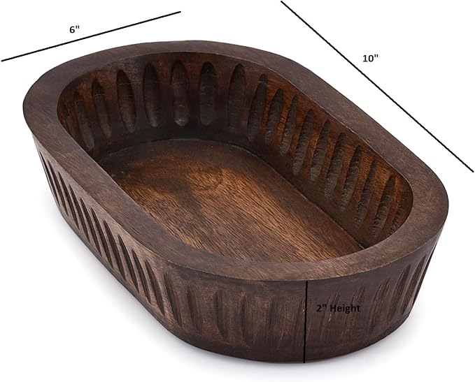 Mango Wood Decorative Bowls for Home Décor, Decorative Long Wooden Bowl for - Image 5