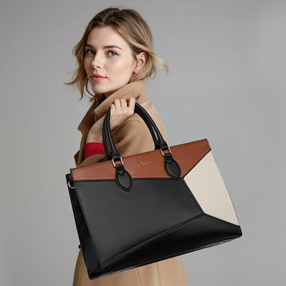 LOVEVOOK Laptop Bag for Women, 17 lnch Waterproof Lightweight Leather Tote Bag - Image 2