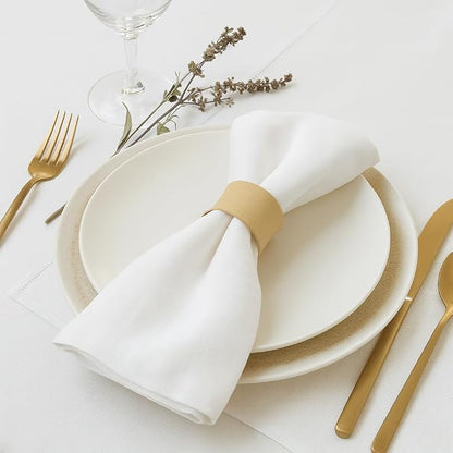 ITOS365 Cream Napkin Rings Set of 12, Round Metal Napkin Ring Holder, Napkin - Image 2