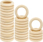 30PCS Natural Wooden Rings for Macrame, Unfinished Wood Rings for Jewelry Making by HANWER
