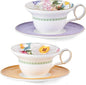 KAMMAK Tea Cups Set of 2, Ceramic Floral Pattern Demitasse Cup | Porcelain by KAMMAK