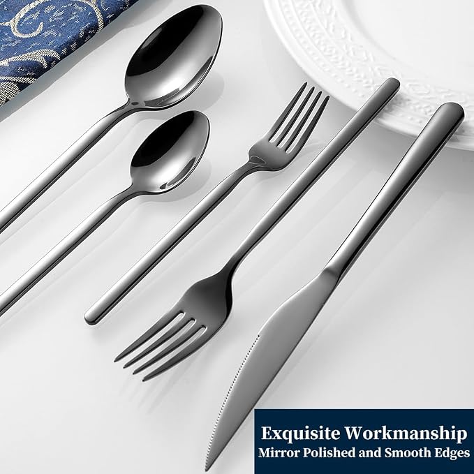 Black Silverware Set, 20-Piece Flatware Set - Image 7