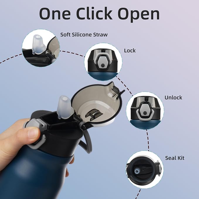 BJPKPK 25 oz Insulated Water Bottle, Stainless Steel Flask | Leak Proof Locking - Image 3
