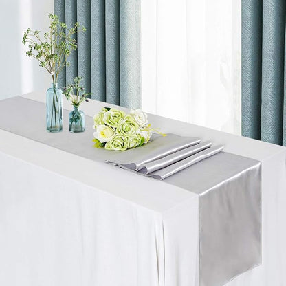 Silver Table Runners 20 Pack 12x108 inch Silk Satin Smooth Fabric | Satin Table - Image 5