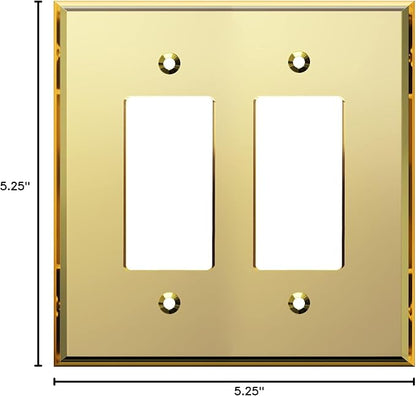 LIDER Reflective Acrylic Decorator Wall Plate, Mirrored Light Switch Plate, Plexiglass Outlet Cover, Acrylic Glass, Oversized 2-Gang 5.25" x 5.25", LWP-32O-AGD, Gold