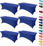 6Pack 8FT Table Cloth for Rectangular Fitted Events Stretch Gemstone Blue Table Covers Washable Spandex Tablecloth Protector for Party, Wedding, Cocktail, Banquet, Festival