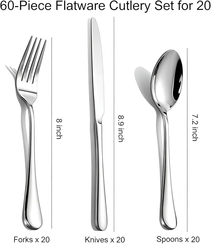 60-Piece Silverware Set for 20 - Image 3