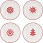Bico Holly Jolly Salad Plates Set of 4, 8.75 Inch Ceramic Dessert Plates for Salad, Appetizer, Side Dishes, Microwave and Dishwasher Safe, Gift for Housewarming and Christmas