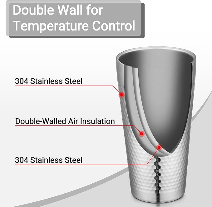 Beasea Stainless Steel Cups 19 oz, 8 Pack Large 18.6oz 550ml Stainless Steel - Image 4