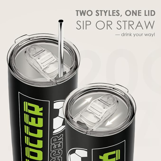 SANDJEST Soccer Tumbler 20oz Stainless Steel Insulated, Travel Coffee Cup - Image 5
