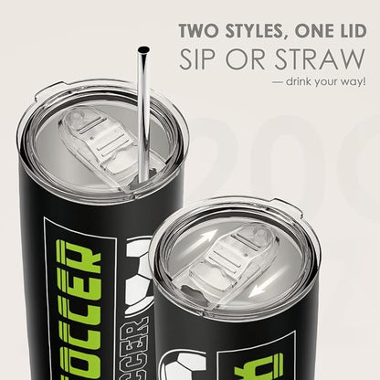 SANDJEST Soccer Tumbler 20oz Stainless Steel Insulated, Travel Coffee Cup - Image 5