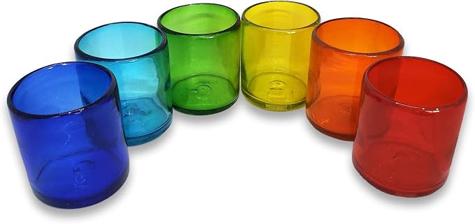 Rainbow Colored 9 oz Short Tumblers, Recycled Glass, Toxin-Free - Image 2
