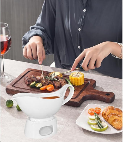 Large White Gravy Boat, 20oz hot sauce, salad dressing, milk, microwave and refrigerator safety