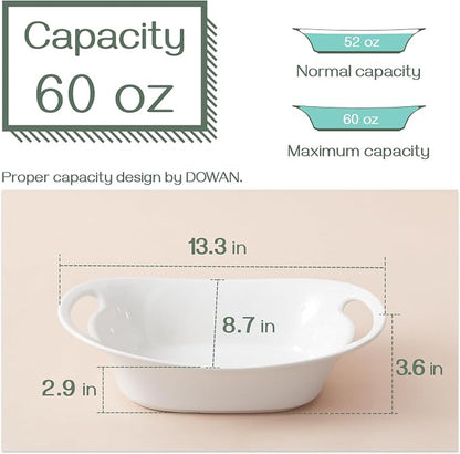 DOWAN Large Serving Bowls with Handles, 60 OZ Oval Serving Platter - Image 2