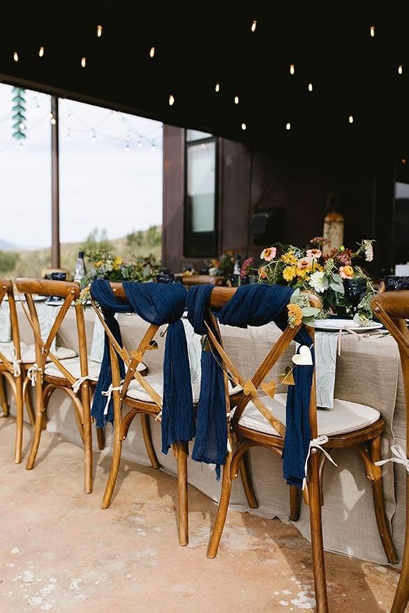 6Pack Navy Blue Cheese Cloth Table Runners 17x108inch Sheer Table Runner | Navy - Image 8