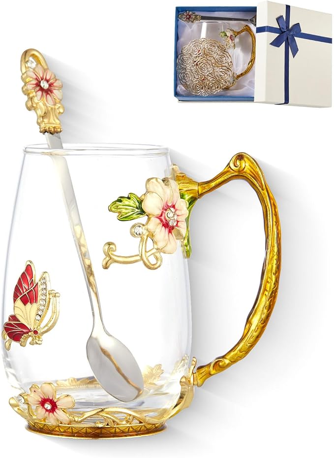 Flower Tea Cup, Gift Box for Her Mom Wife Grandma Girls Friends Valentines by Unknown