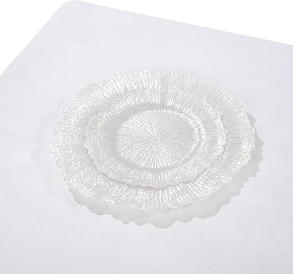 U-QE 60PCS White Plastic Plates - Pearl White Plates Disposable&Reusable - Heavy Duty Plastic Plates for Party&Wedding Including 30 Dinner Plates 10" & 30 Appetizer Plates 7"