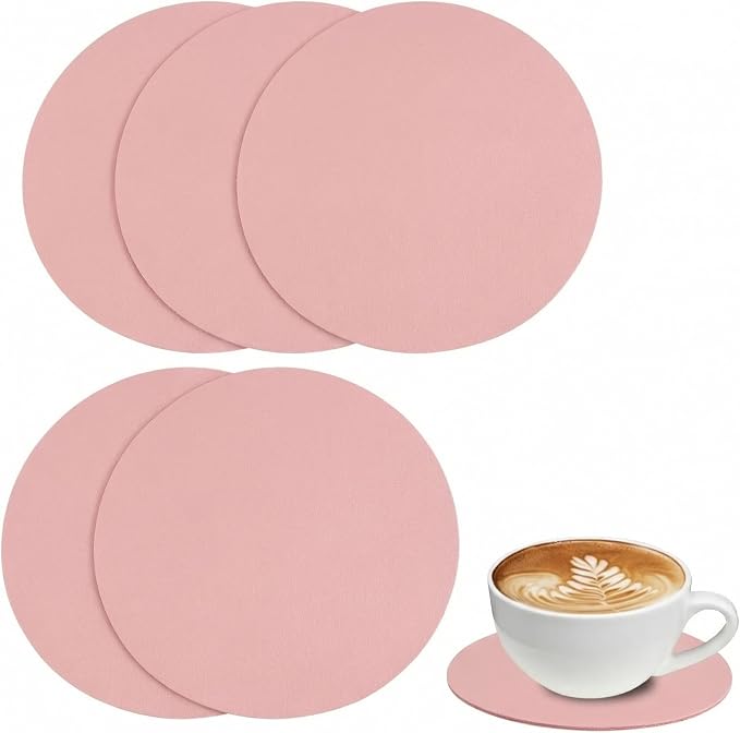 Set of 6 Leather Coasters, Dual-Sided Non-Slip & Waterproof, by Kemcatui
