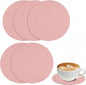 Set of 6 Leather Coasters, Dual-Sided Non-Slip & Waterproof, by Kemcatui