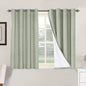 H.VERSAILTEX Linen Blackout Curtains 45 Inches Long 100% Absolutely Blackout Thermal Insulated Textured Linen Look Curtain Draperies Anti-Rust Grommet, Energy Saving with White Liner, 2 Panels, Sage