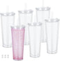 6 Pack 24Oz Snow Globe Tumblers, Double Wall Acrylic Pre Drilled Snow Globe Cup by Micellwuu