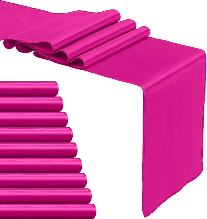 10-Pack Hot Pink Satin Table Runner 12 x 108 Inch Long Fuchsia Bright and - Image 8