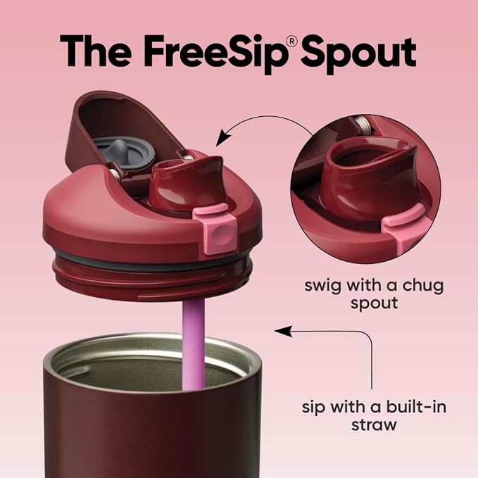 Owala FreeSip Tumbler Stainless Steel Water Bottle 40 oz Black Cherry | - Image 2