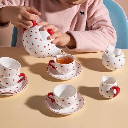 Sweejar Porcelain Tea Set for Little Girls, Kitchen Toys Tea Party Set for Kids - Image 4