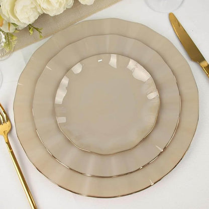 Efavormart 10 Pack | Taupe 6" Round Plastic Dessert Salad Plates, Disposable - Image 6